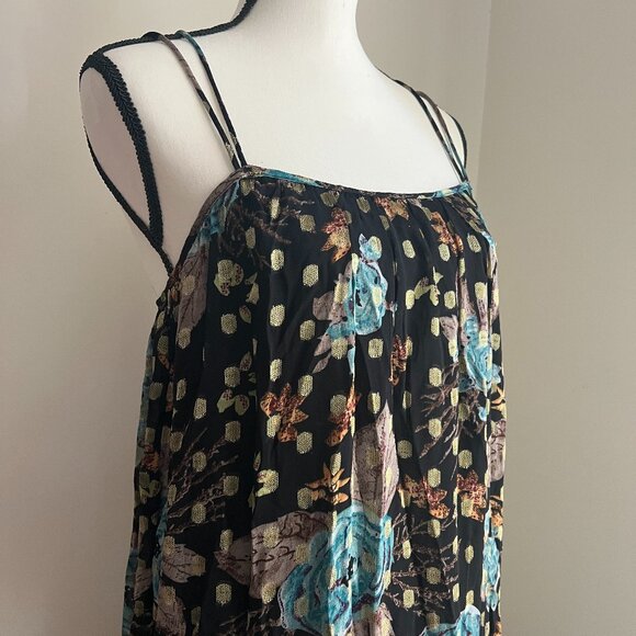 Natural Life The Alice Metallic Blue Floral Maxi Dress Size XS - Picture 7 of 10